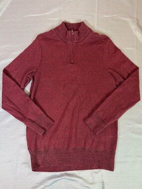 Robert Graham Men’s XL 1/4 Zip Pullover Sweater – Burgundy/Maroon Cotton Blend